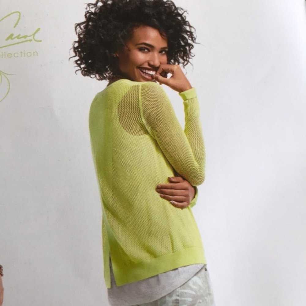 Cabi Lemon Lime Split Back Pullover S - image 3